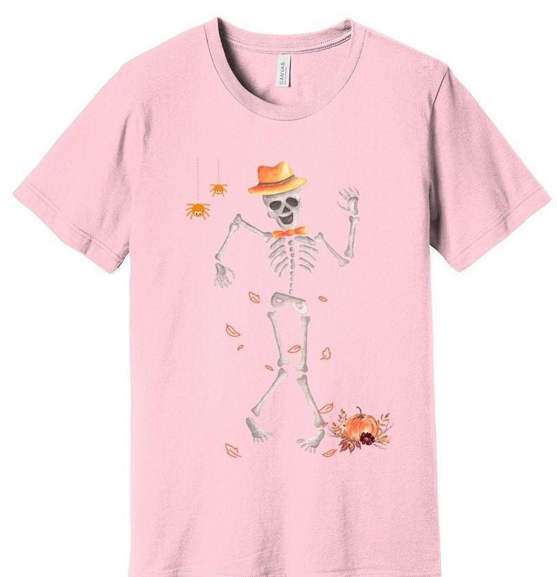 Dancing skeleton Tee, Halloween Shirt, Scary Top, Cute Fall Tshit