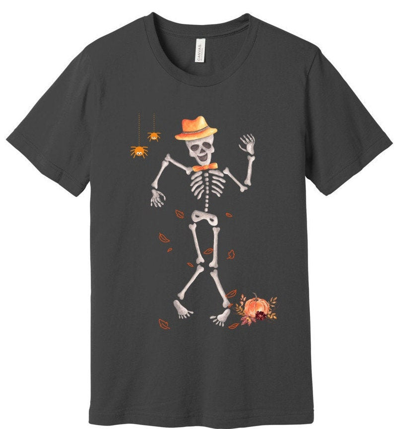 Dancing skeleton Tee, Halloween Shirt, Scary Top, Cute Fall Tshit