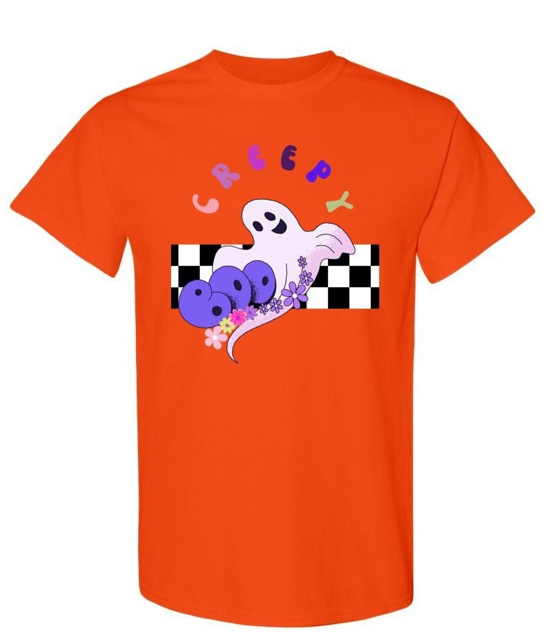 Halloween Creepy Ghost Shirt, Unisex Heavy Cotton Creepy T-Shirt, Trick or Treat Tee, Fall Vibes TShirt, Halloween Party Costume