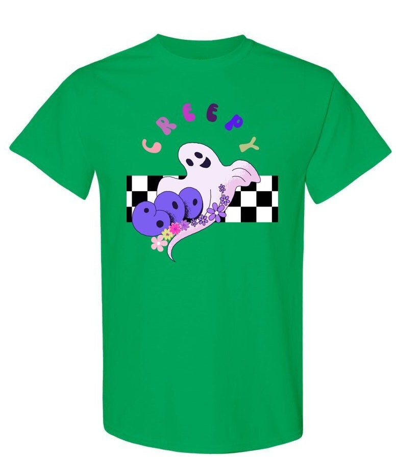 Halloween Creepy Ghost Shirt, Unisex Heavy Cotton Creepy T-Shirt, Trick or Treat Tee, Fall Vibes TShirt, Halloween Party Costume