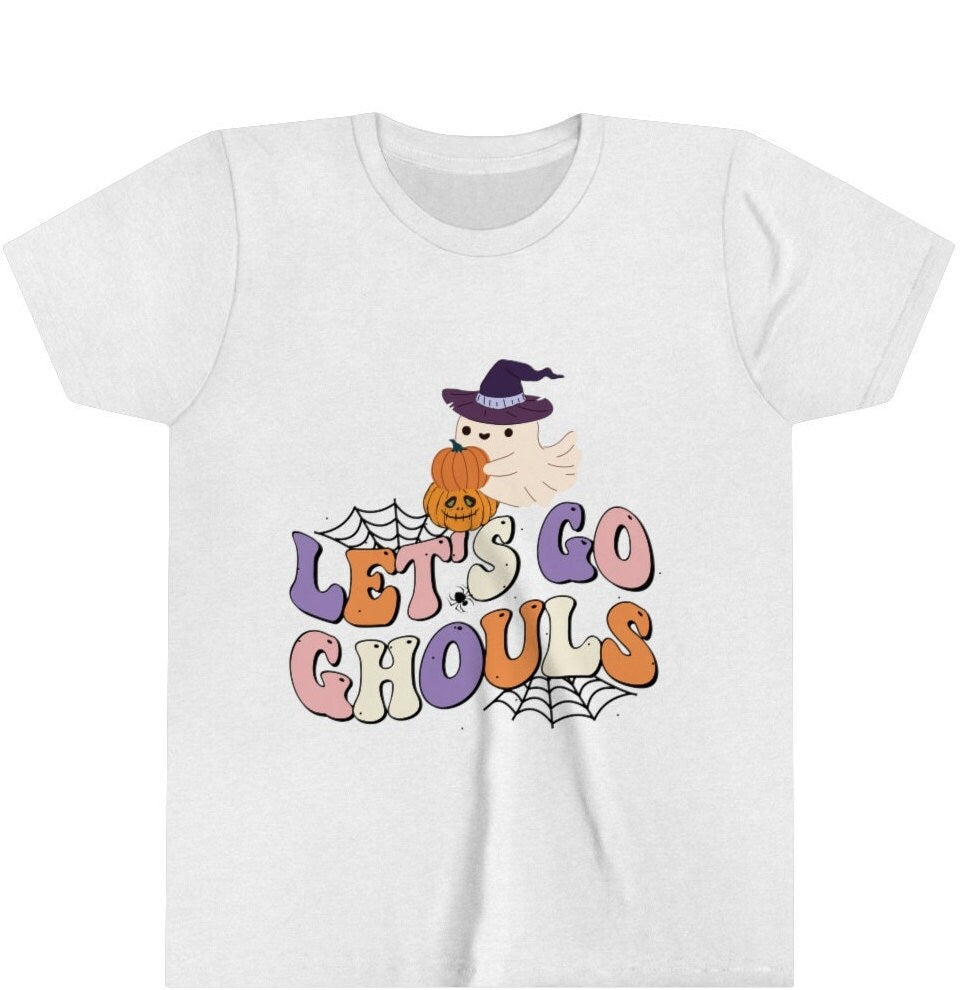 Youth Halloween Short Sleeve Tee, Let's Go Ghoul Halloween Shirt