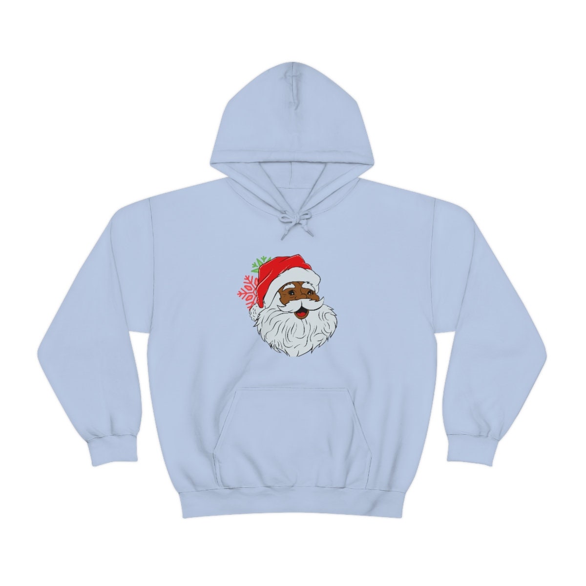 African American Santa Hoodie, Black Santa Sweater, Dark Santa Pullover, Brown Santa Unisex Heavy Blend Hooded Sweatshirt