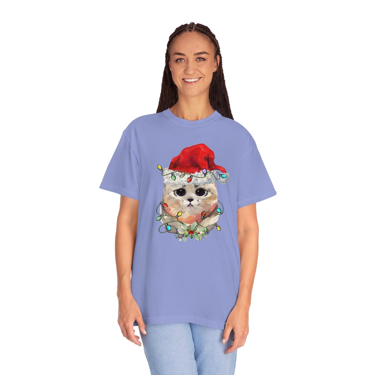 Christmas Cat Shirt, Comfort Colors Unisex Garment-Dyed T-shirt, Gift for Her