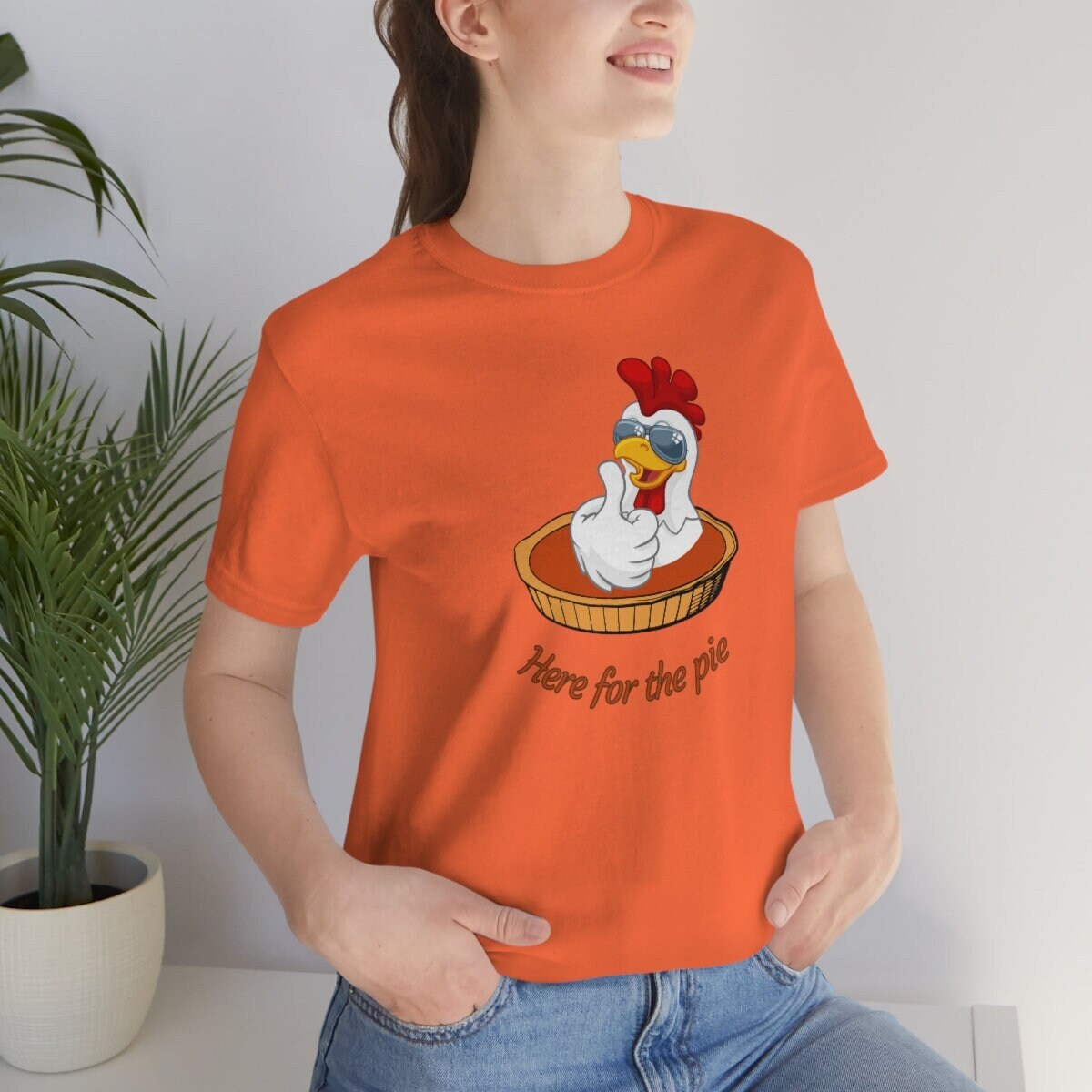 Here for the Pie Tshirt, Thanksgiving Turkey shirt, Funny Thanksgiving Top, Pumpkin Pie Jersey Short Sleeve Tee