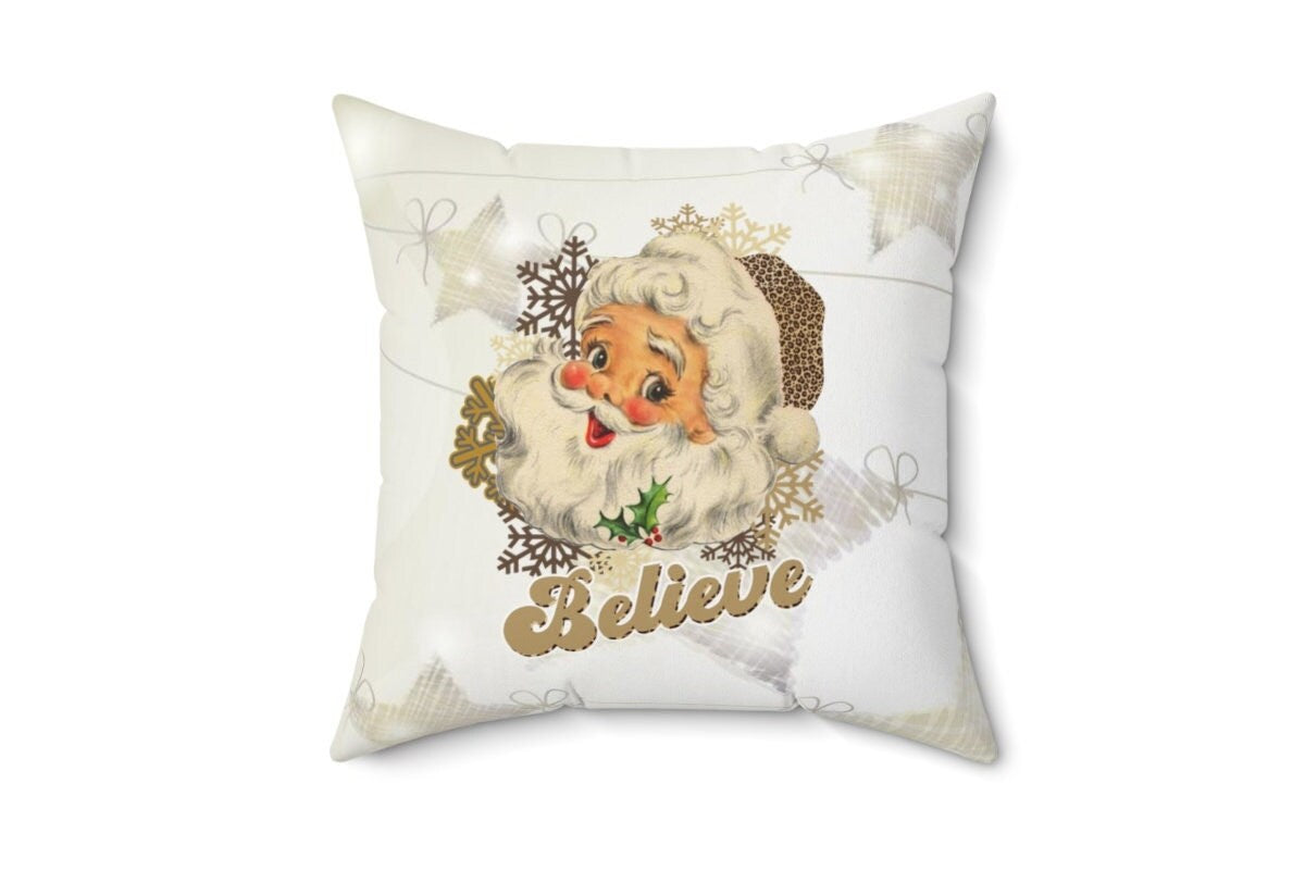 Santa Clause Pillow Cover, Christmas Home Decor Pillowcase, Faux Suede Square Pillowcase