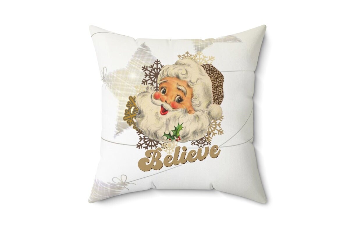 Santa Clause Pillow Cover, Christmas Home Decor Pillowcase, Faux Suede Square Pillowcase