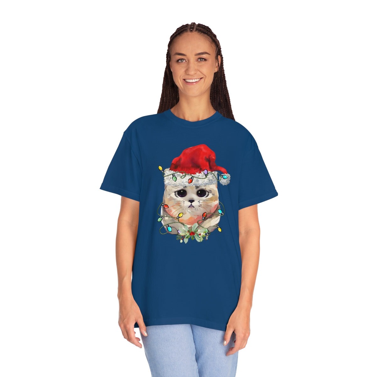 Christmas Cat Shirt, Comfort Colors Unisex Garment-Dyed T-shirt, Gift for Her