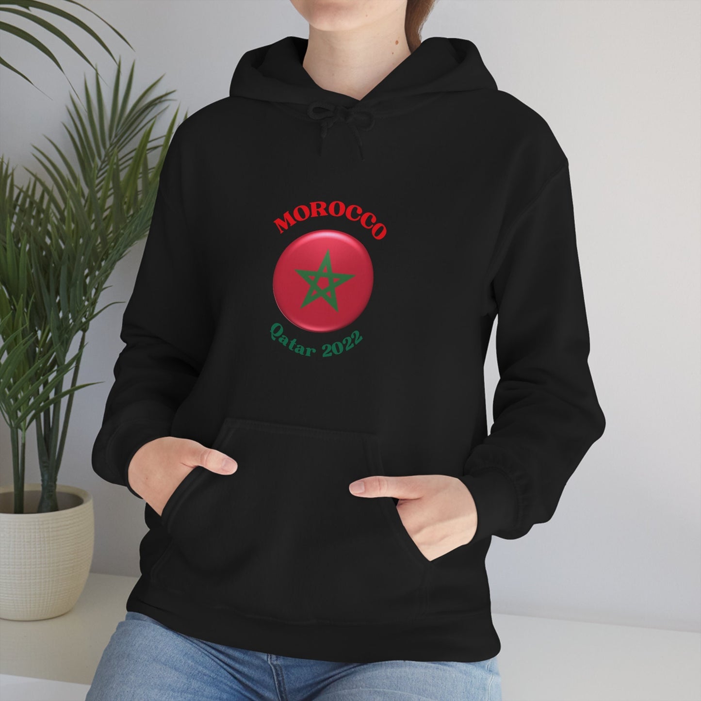 Morocco World Cup Sweater, Morocco Team Fan Hoodie, World Cup 2022 Unisex Heavy Blend Hooded Sweatshirt