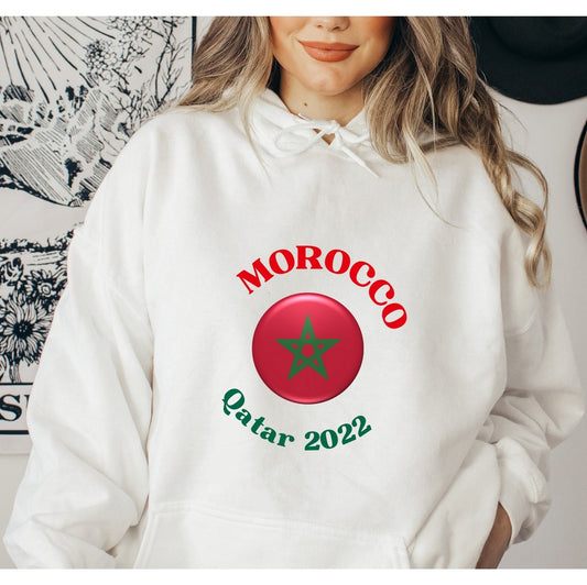 Morocco World Cup Sweater, Morocco Team Fan Hoodie, World Cup 2022 Unisex Heavy Blend Hooded Sweatshirt