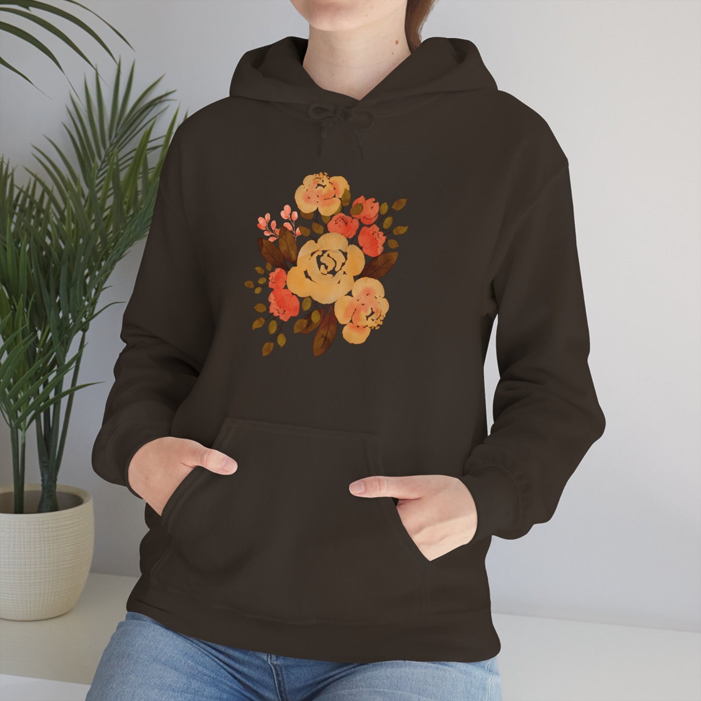 Floral Hoodie, Flower Unisex Heavy Blend Hooded Sweatshirt