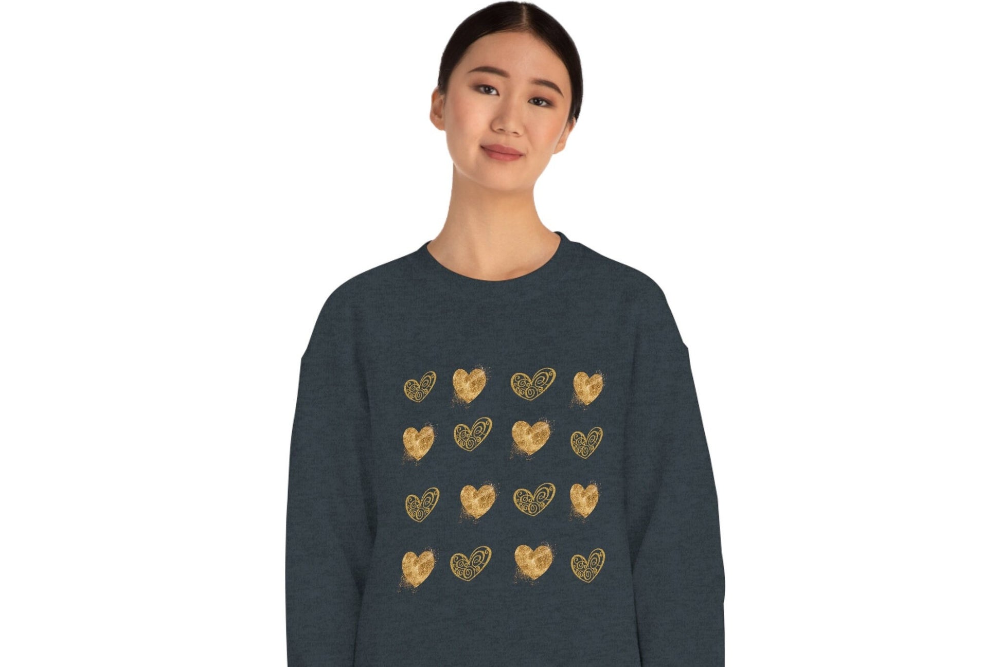 Golden Hearts Valentine Sweatshirt, Valentine sweater, Valentine Gift Sweater, Unisex Heavy Blend Crewneck Sweatshirt