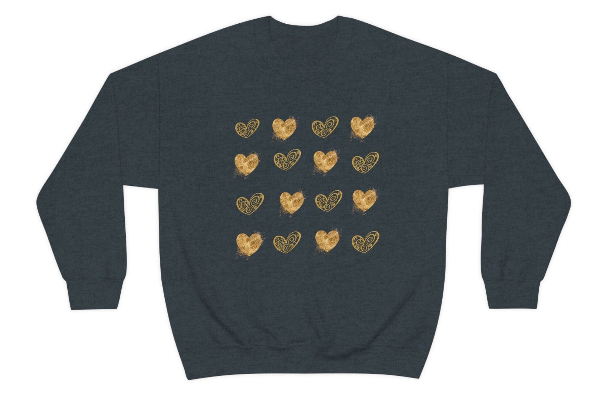 Golden Hearts Valentine Sweatshirt, Valentine sweater, Valentine Gift Sweater, Unisex Heavy Blend Crewneck Sweatshirt
