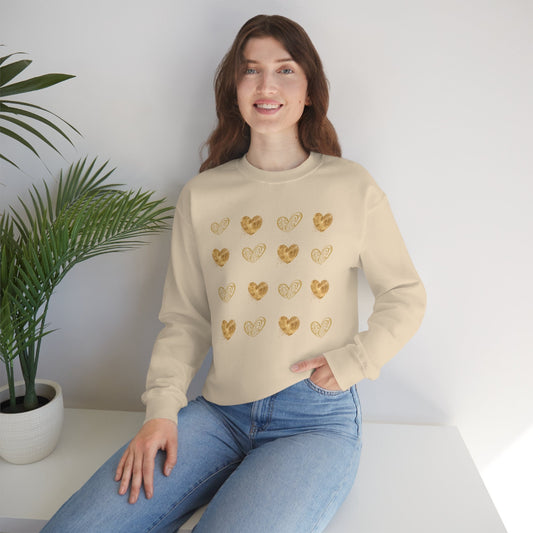 Golden Hearts Valentine Sweatshirt, Valentine sweater, Valentine Gift Sweater, Unisex Heavy Blend Crewneck Sweatshirt