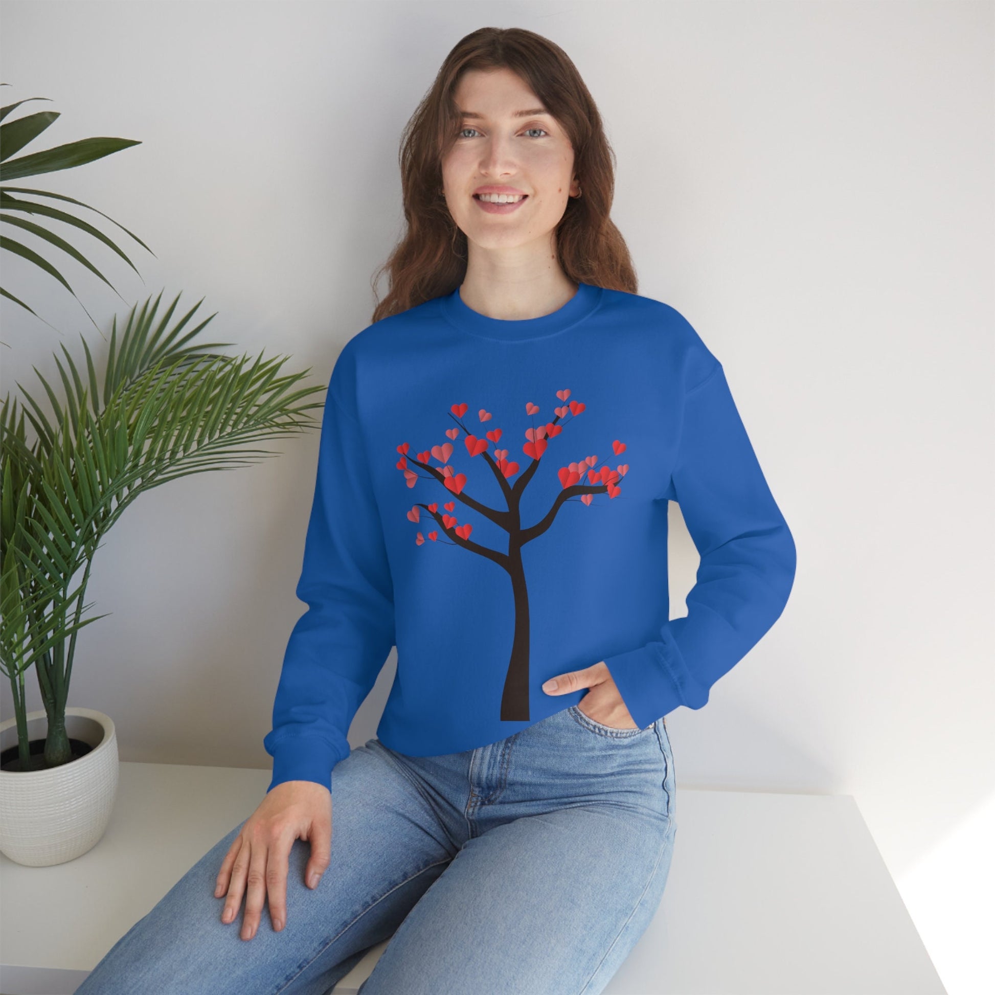 Tree of Hearts Valentine Sweatshirt, Valentine sweater, Valentine Gift Sweater, Unisex Heavy Blend Crewneck Sweatshirt