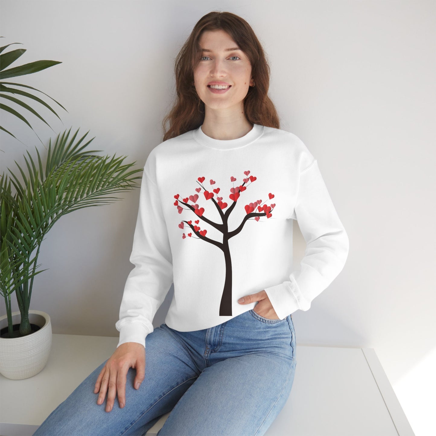 Tree of Hearts Valentine Sweatshirt, Valentine sweater, Valentine Gift Sweater, Unisex Heavy Blend Crewneck Sweatshirt