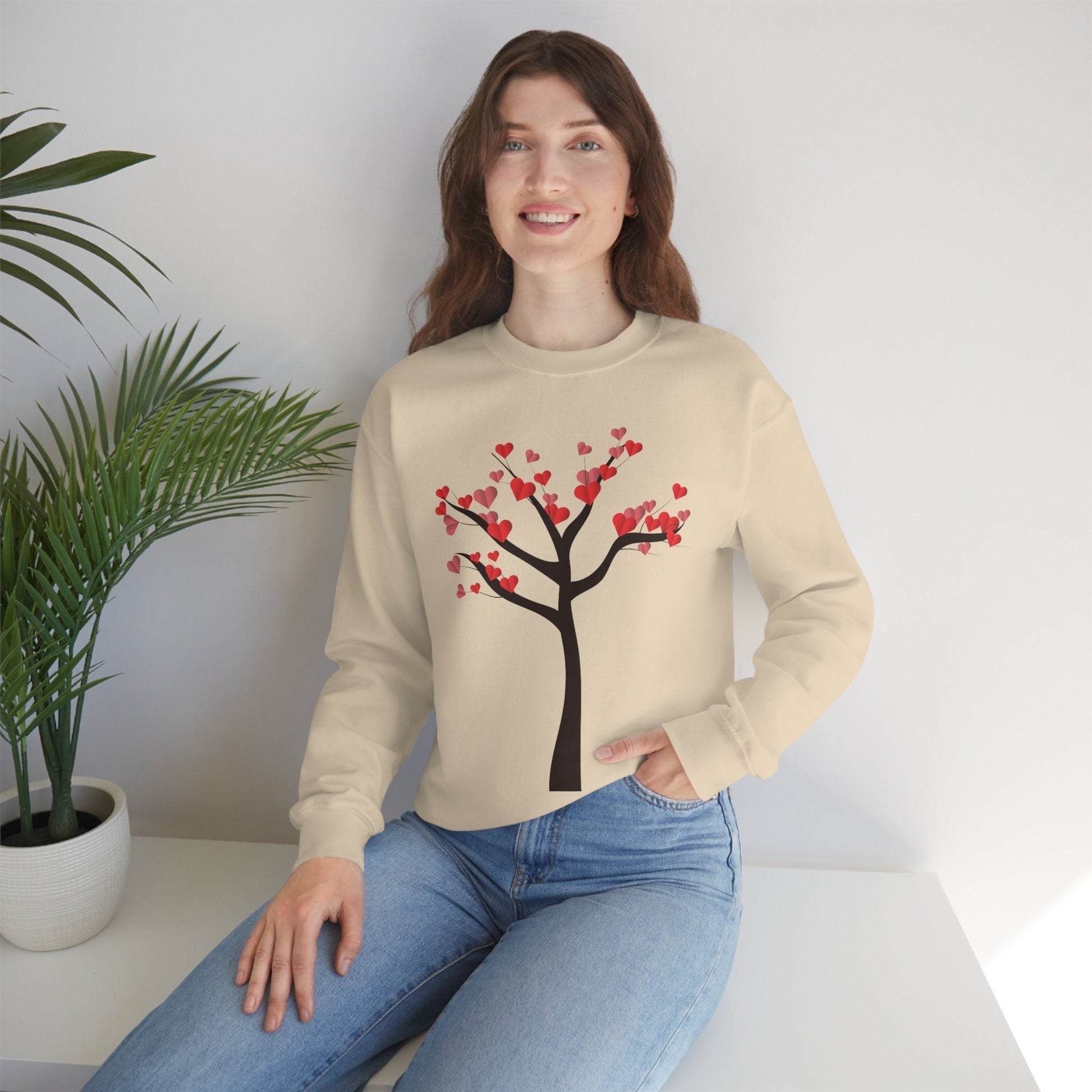 Tree of Hearts Valentine Sweatshirt, Valentine sweater, Valentine Gift Sweater, Unisex Heavy Blend Crewneck Sweatshirt