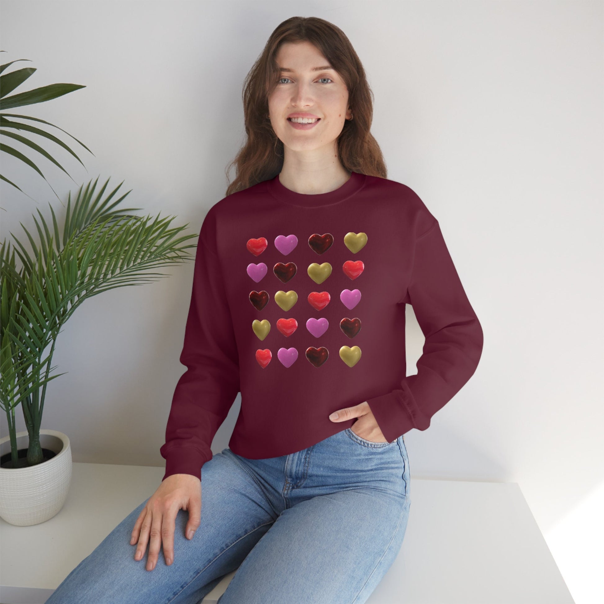 Valentine's Heart Sweatshirt, Valentine's Pullover, Valentine's Day Gift, Heart Unisex Heavy Blend Crewneck Sweatshirt