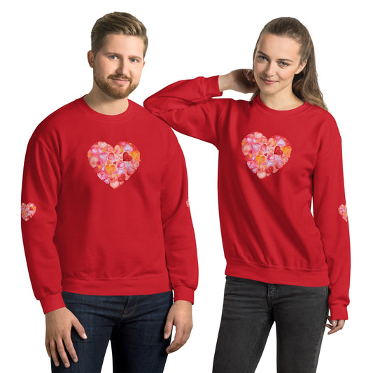 Red Heart Valentine's Sweatshirt, Red Valentine's Day Sweater, Gift for wife, Unisex Sweatshirt