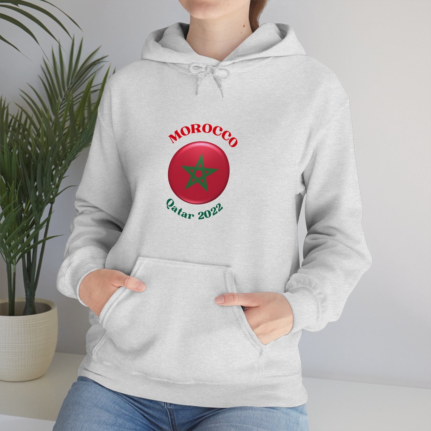 Morocco World Cup Sweater, Morocco Team Fan Hoodie, World Cup 2022 Unisex Heavy Blend Hooded Sweatshirt