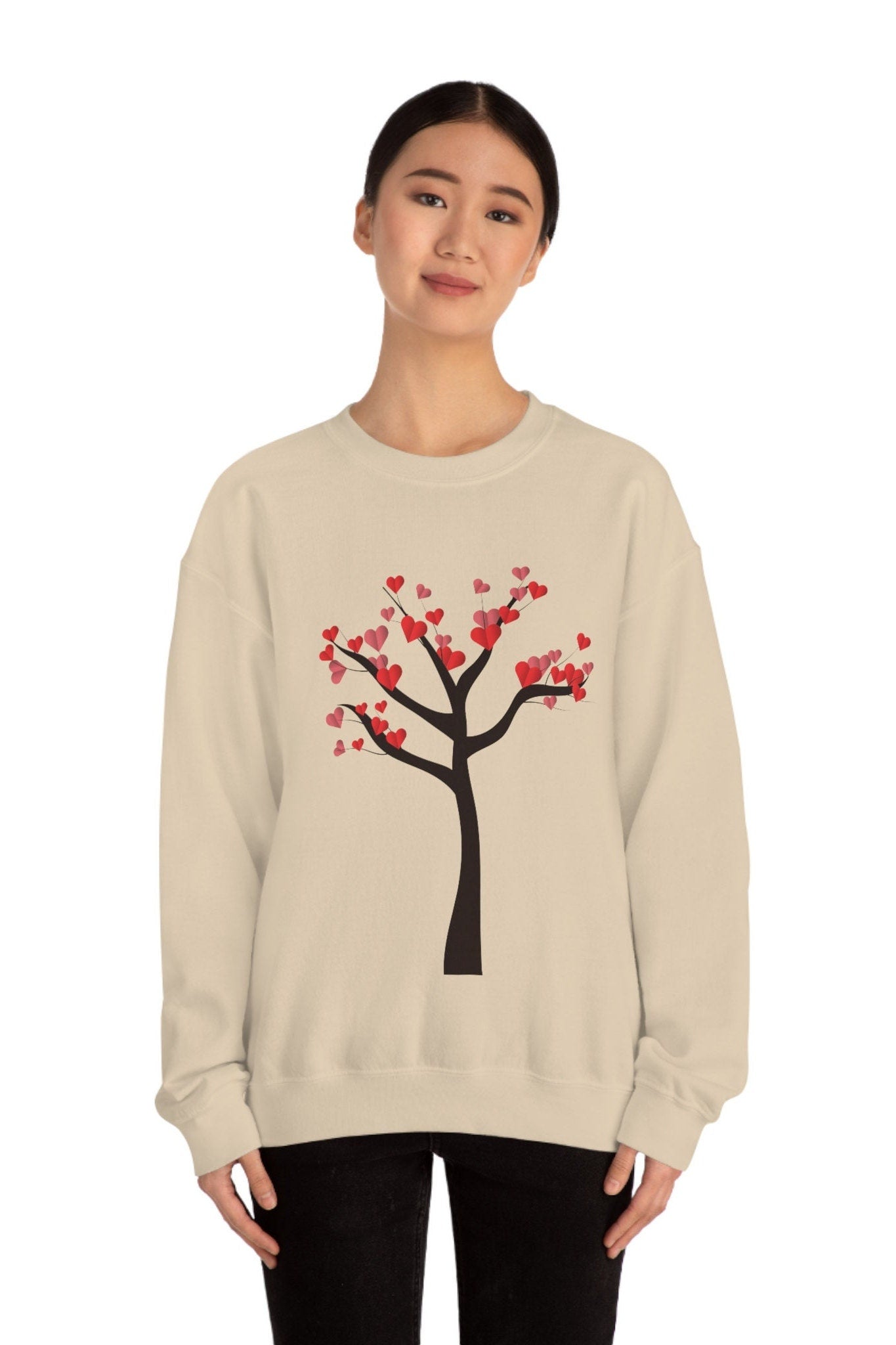 Tree of Hearts Valentine Sweatshirt, Valentine sweater, Valentine Gift Sweater, Unisex Heavy Blend Crewneck Sweatshirt