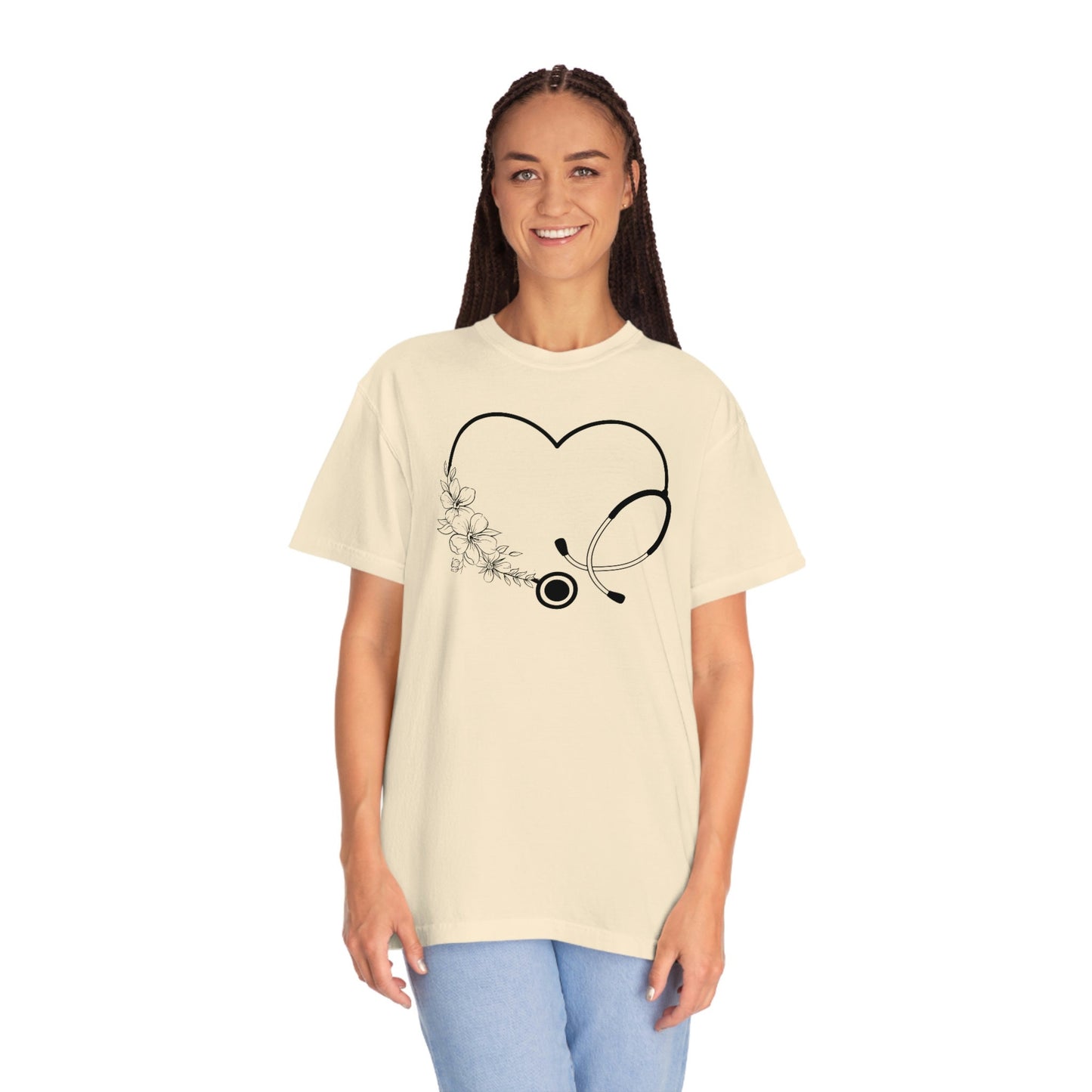 Woman Nurse Valentine's Shirt, Comfort Colors Floral Stethoscope T-shirt, Valentine for Women, Valentine's Day Gift.