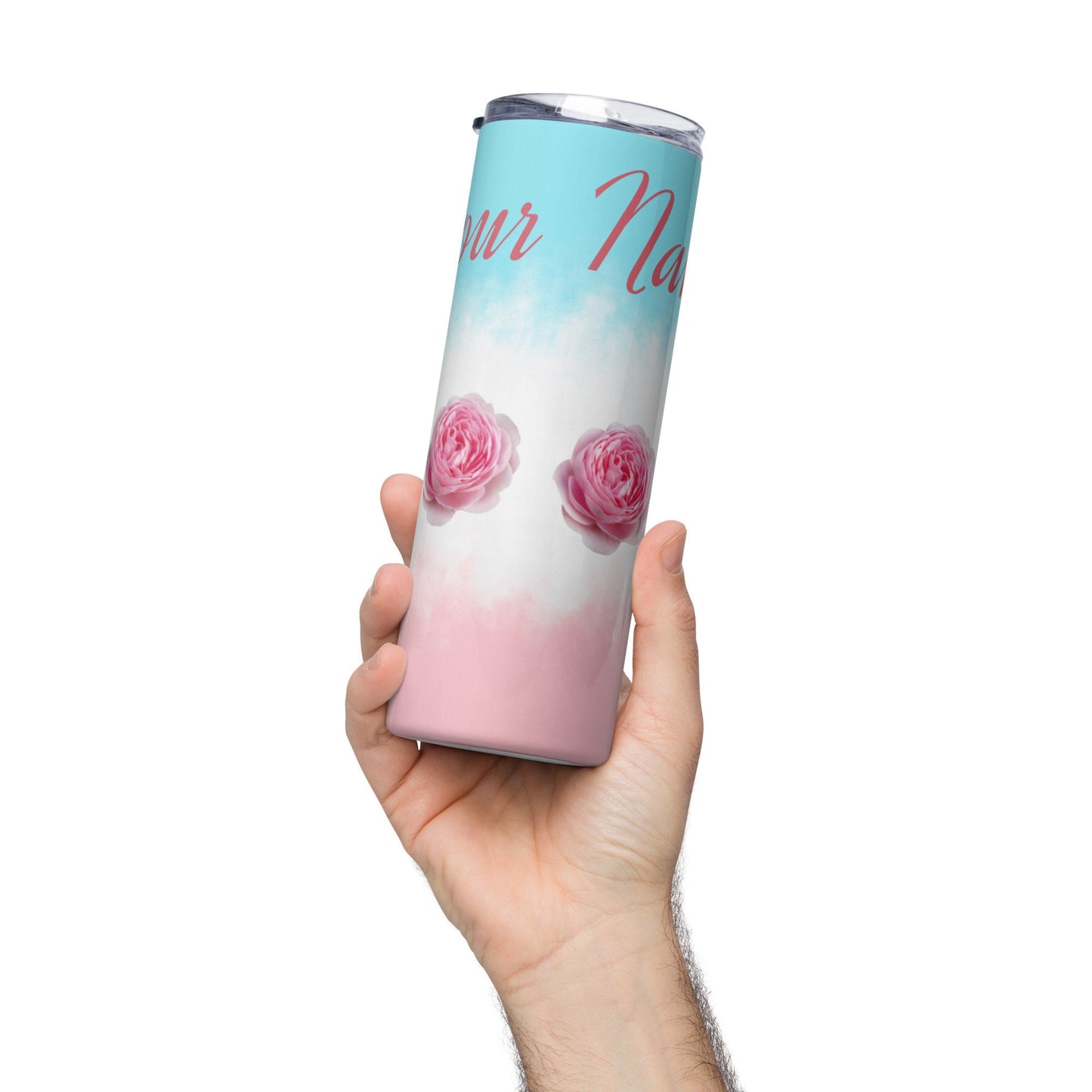 20 Oz Personalized Stainless-steel Tumbler, Floral Tumbler with Straw. Tumbler With Straw-Sliding Lid-Bridesmaid Gift