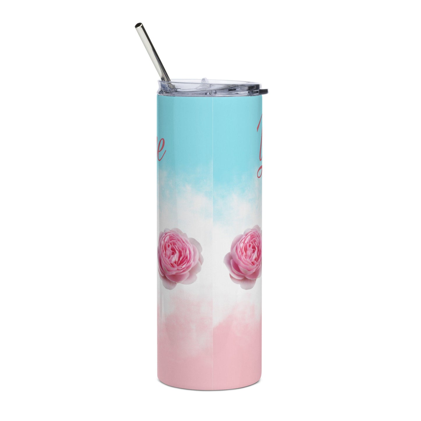 20 Oz Personalized Stainless-steel Tumbler, Floral Tumbler with Straw. Tumbler With Straw-Sliding Lid-Bridesmaid Gift