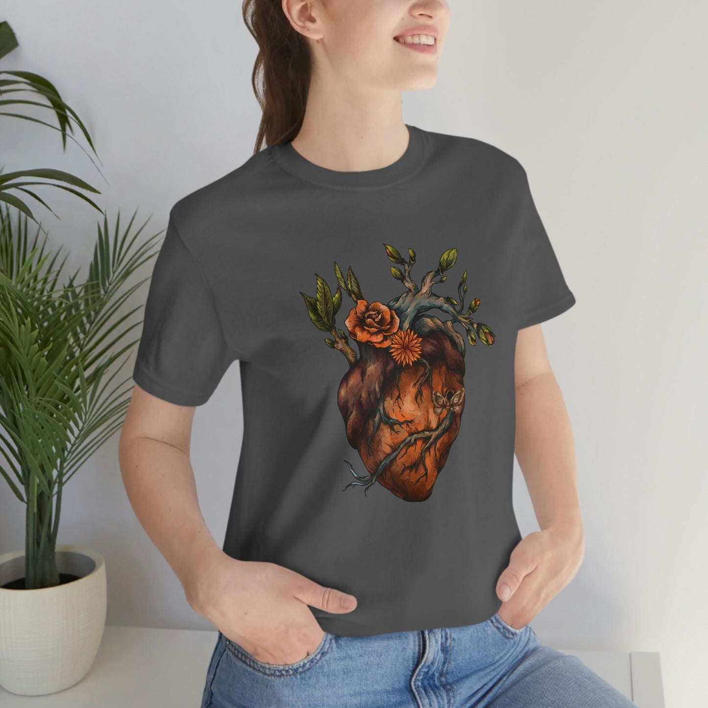 Floral Human Heart T-Shirt, Flower Heart Anatomy Shirt, Nurse T-Shirt , Doctor's Tee, Unisex Jersey Short Sleeve Tee