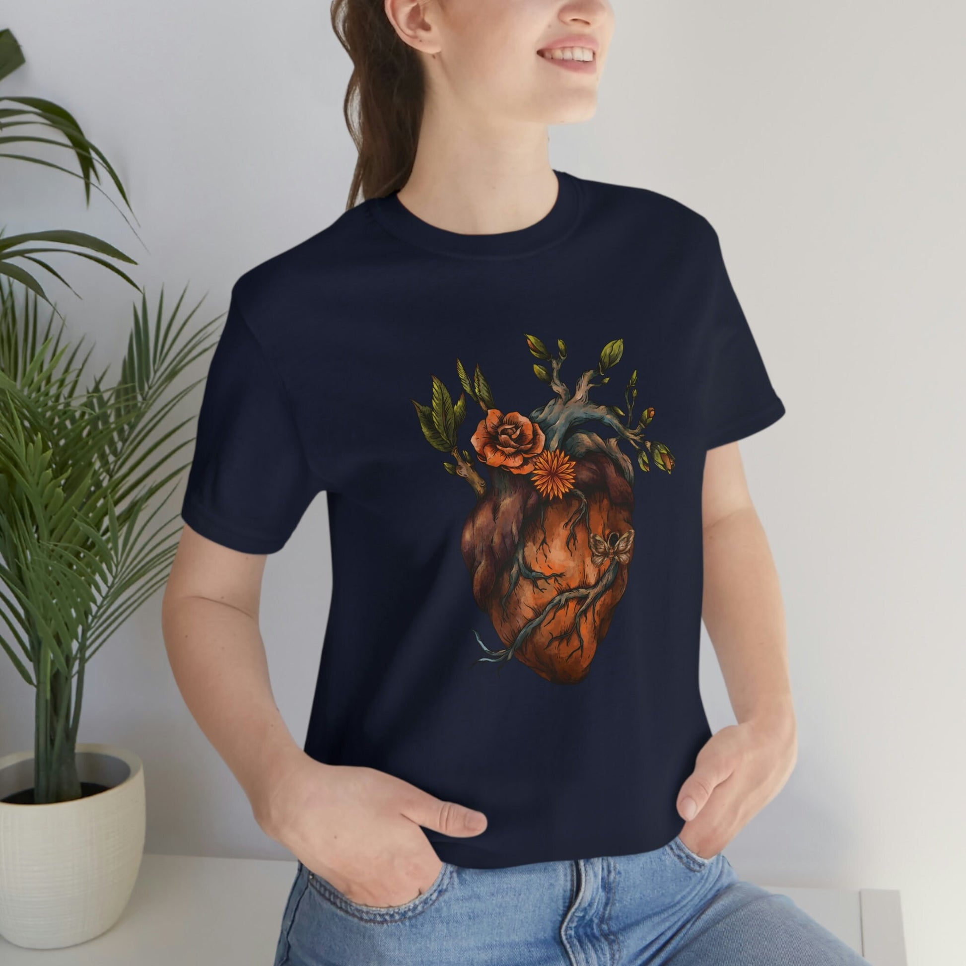 Floral Human Heart T-Shirt, Flower Heart Anatomy Shirt, Nurse T-Shirt , Doctor's Tee, Unisex Jersey Short Sleeve Tee