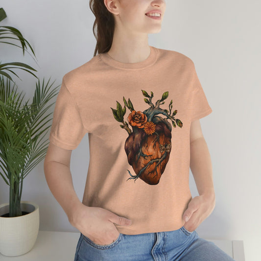 Floral Human Heart T-Shirt, Flower Heart Anatomy Shirt, Nurse T-Shirt , Doctor's Tee, Unisex Jersey Short Sleeve Tee