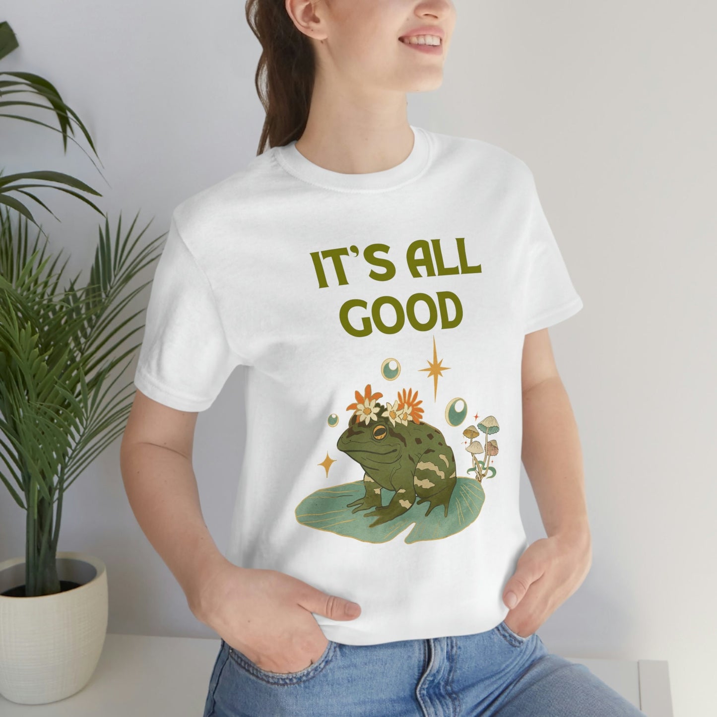 Botanical Frog Shirt, Inspirational Botanical Tee, Nature Lover Unisex Jersey Short Sleeve Tee