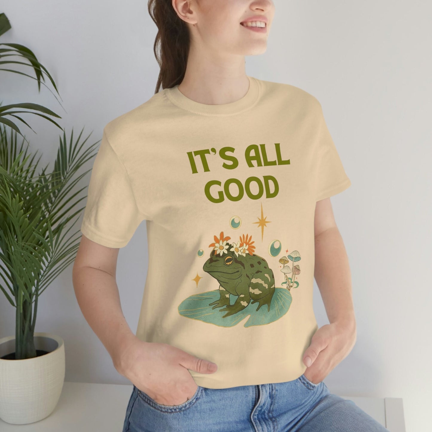 Botanical Frog Shirt, Inspirational Botanical Tee, Nature Lover Unisex Jersey Short Sleeve Tee