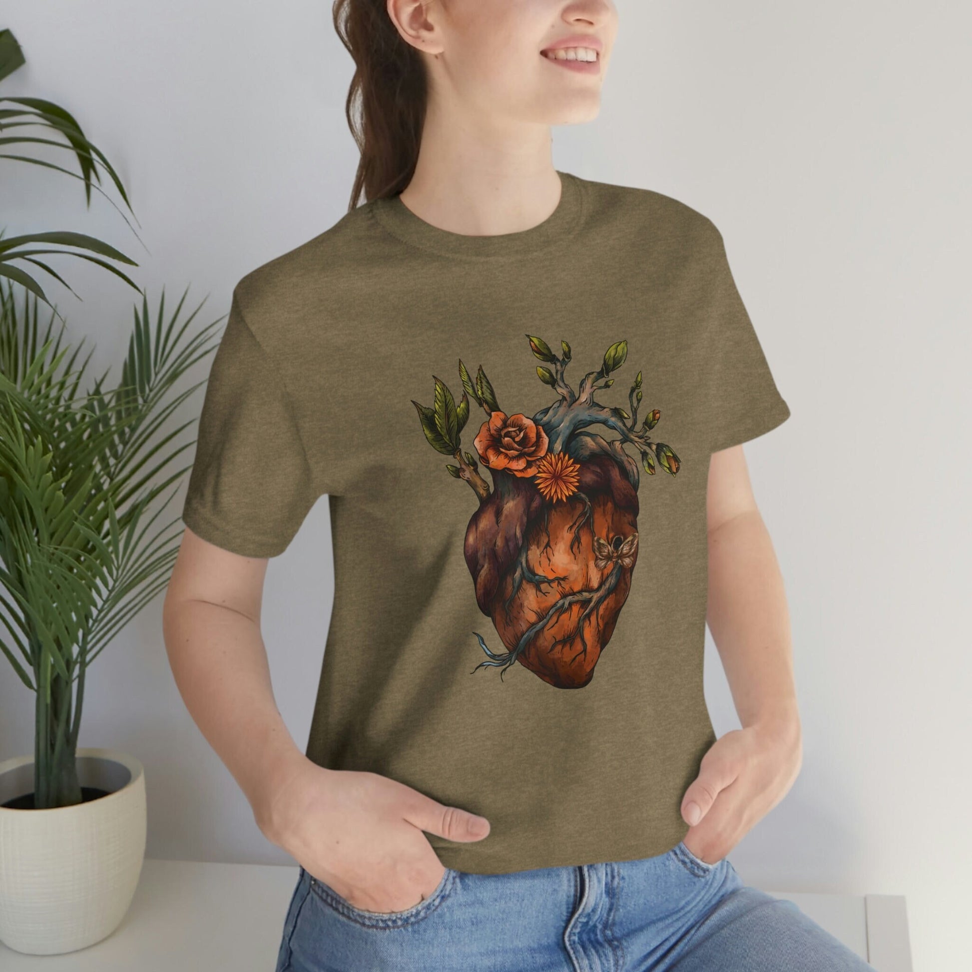 Floral Human Heart T-Shirt, Flower Heart Anatomy Shirt, Nurse T-Shirt , Doctor's Tee, Unisex Jersey Short Sleeve Tee