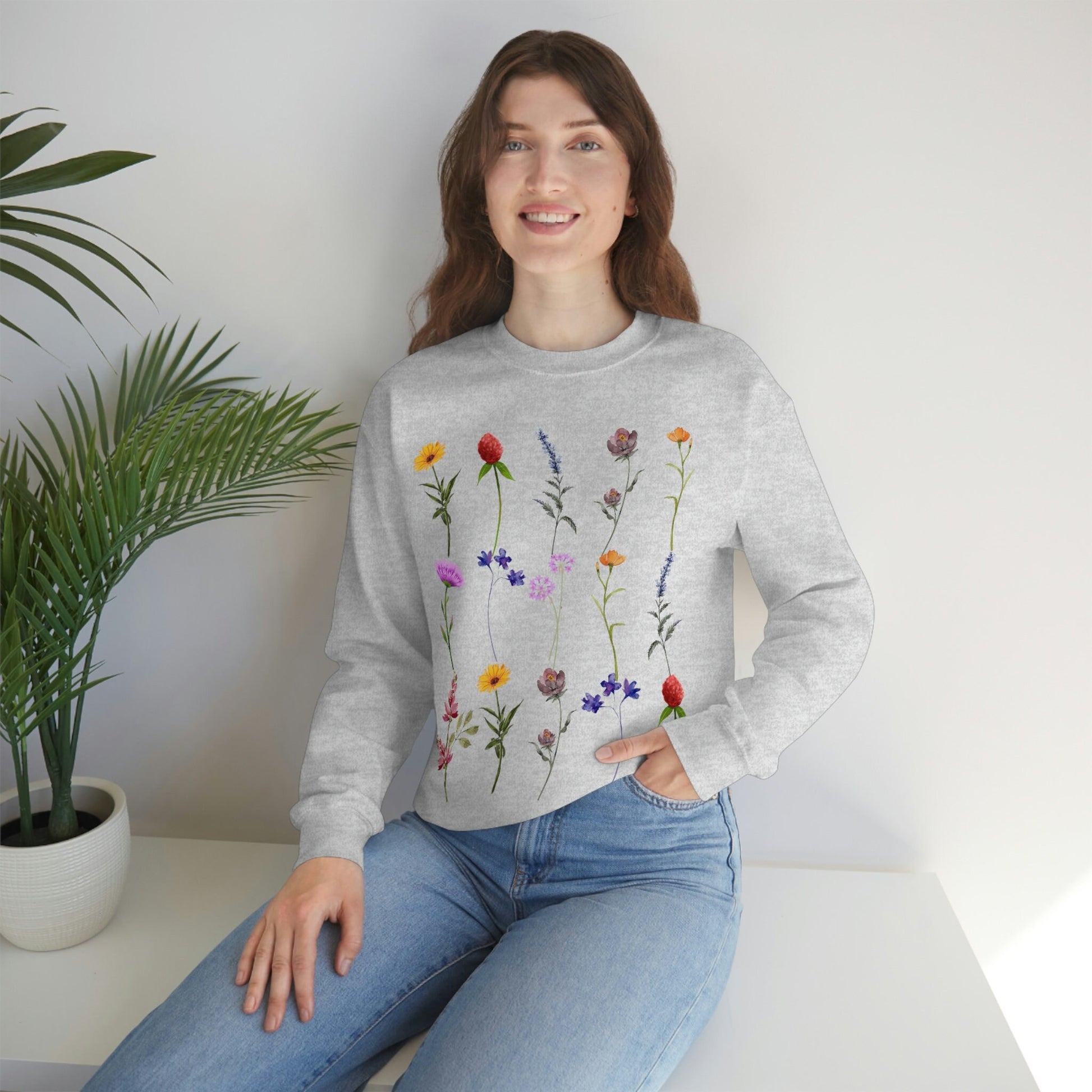 Wildflower Sweatshirt, Wildflowers Sweater, Floral Tshirt, Flower Shirt, Gift for Women, Unisex Heavy Blend Crewneck Sweatshirt