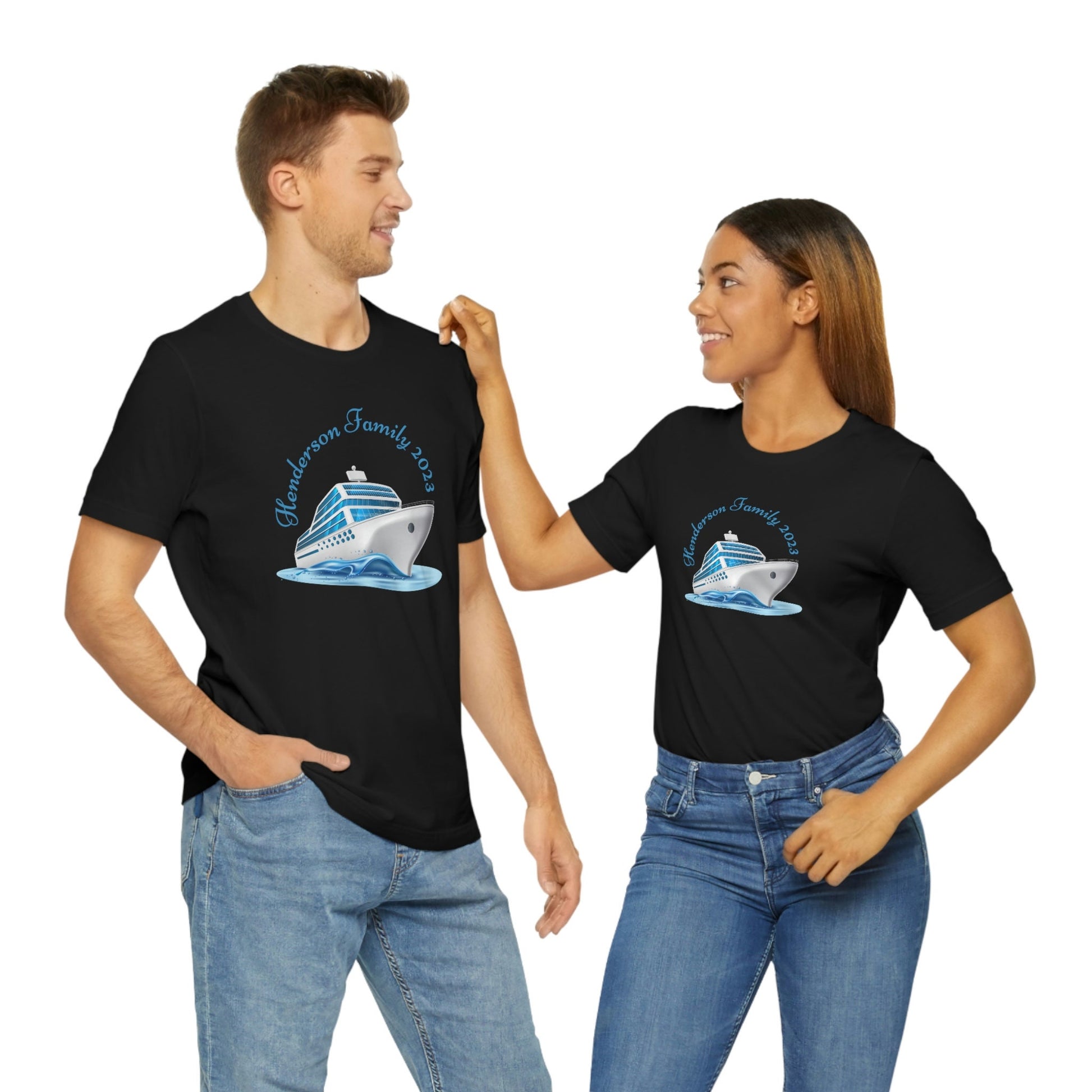 Matching Personalized Cruise Shirts, Custom Family shirts, Couples Cruise, Custom Anniversary Cruise Unisex Jersey Short Sleeve Tee