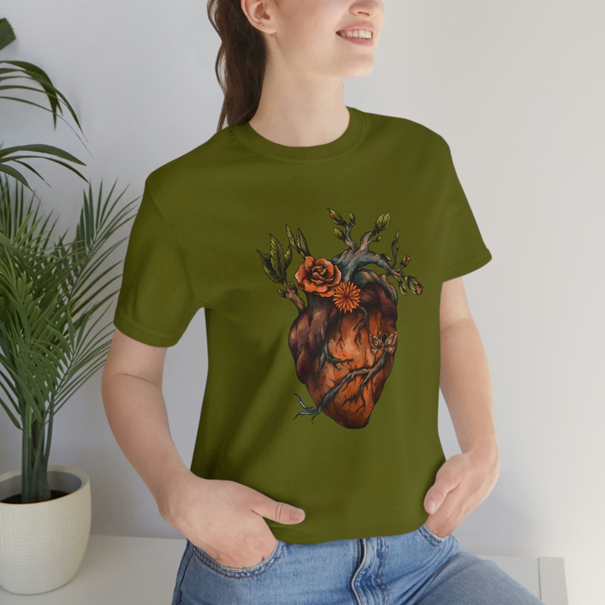 Floral Human Heart T-Shirt, Flower Heart Anatomy Shirt, Nurse T-Shirt , Doctor's Tee, Unisex Jersey Short Sleeve Tee