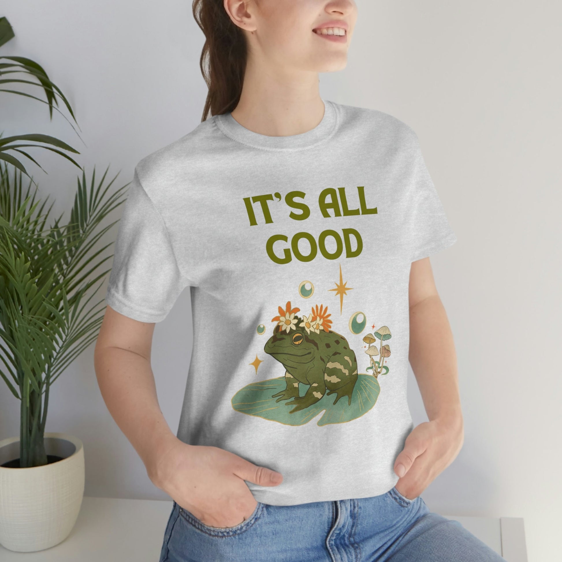 Botanical Frog Shirt, Inspirational Botanical Tee, Nature Lover Unisex Jersey Short Sleeve Tee