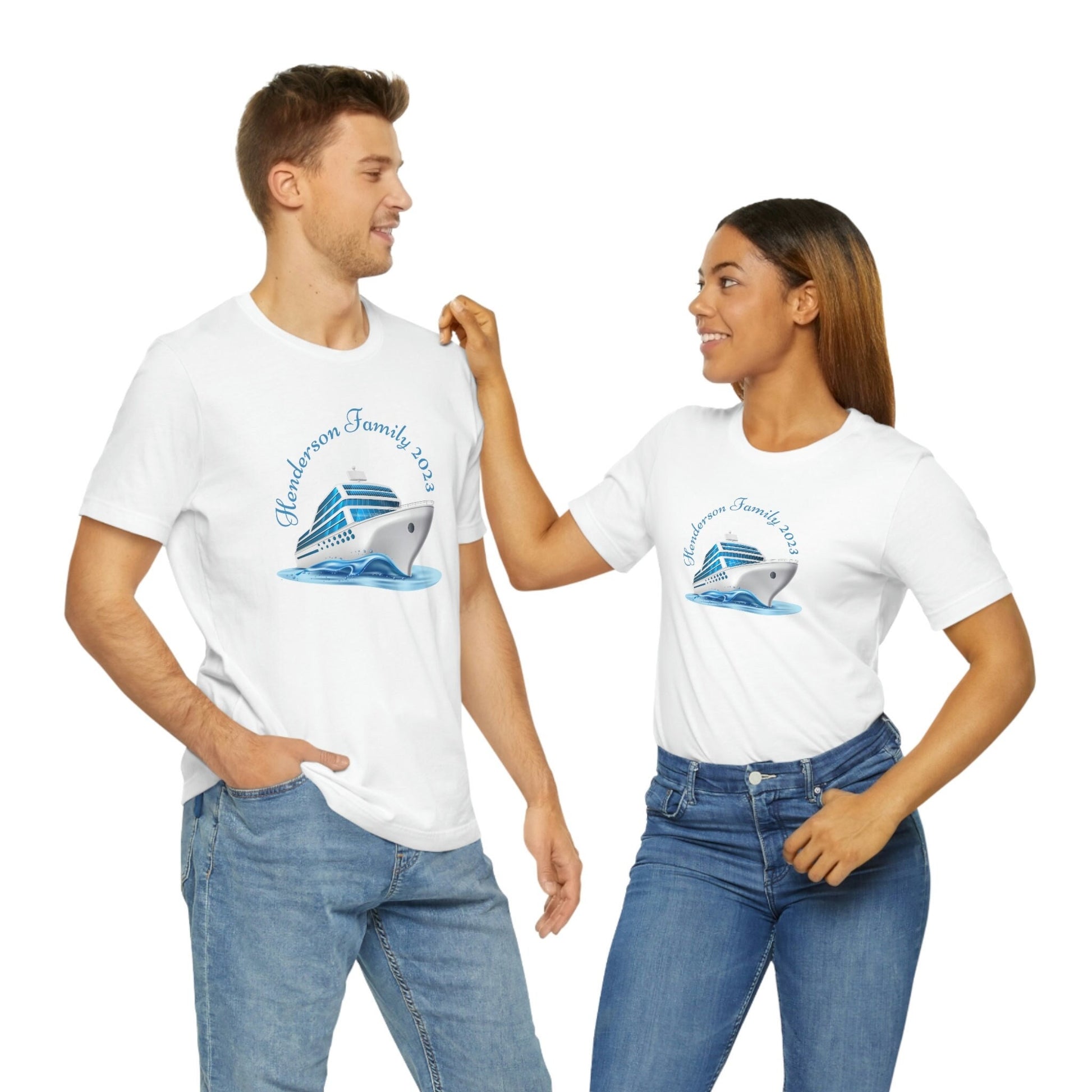 Matching Personalized Cruise Shirts, Custom Family shirts, Couples Cruise, Custom Anniversary Cruise Unisex Jersey Short Sleeve Tee