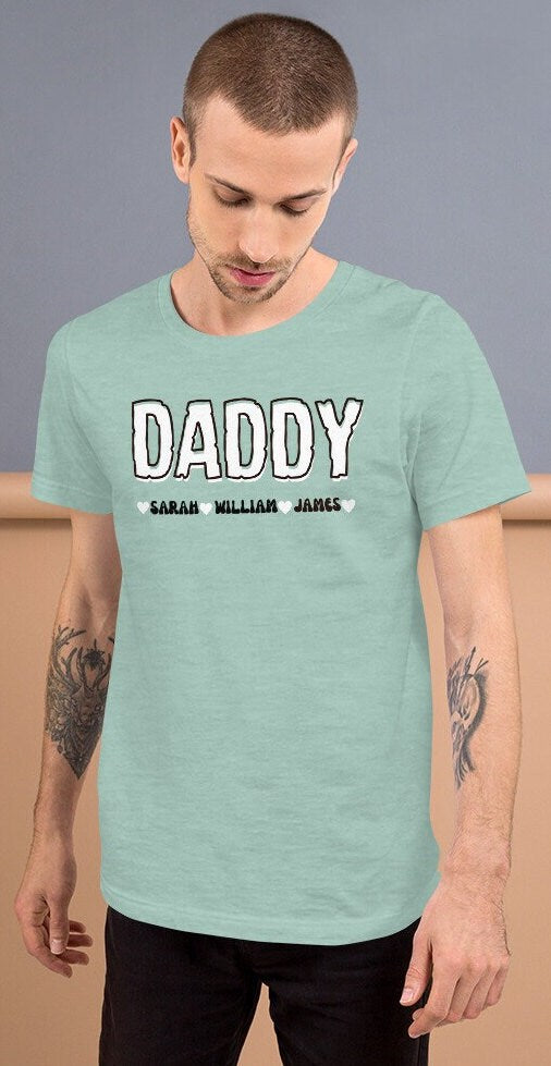 Fathers Day Shirt with Children Names, Custom Dad Shirt, Personalized FatherGifts, Kids Name Tshirt, Gift For Him, Daddy and Kids Name