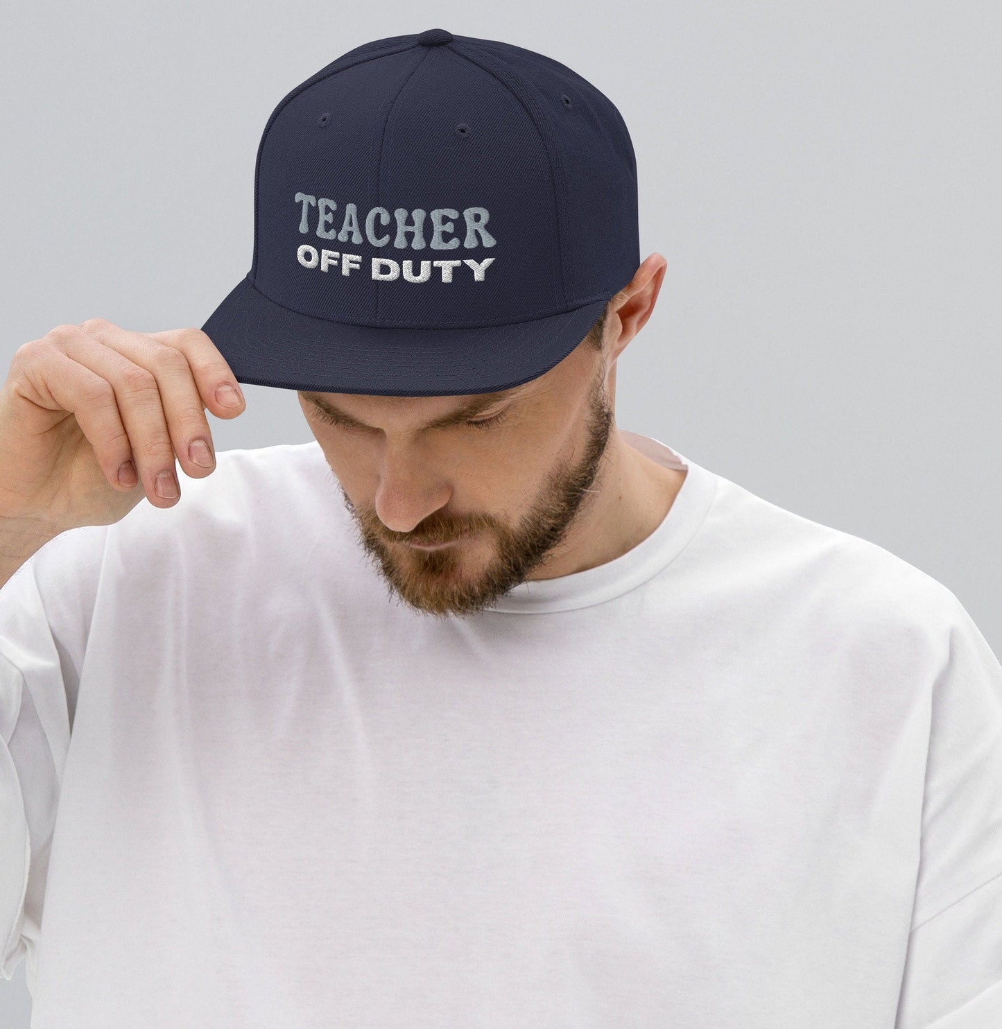 Embroidered Teacher off Duty Snapback Hat, Gift For Teacher, Teacher Appreciation, Teacher Hat Gift, Gift For Her, Teacher Life Hat