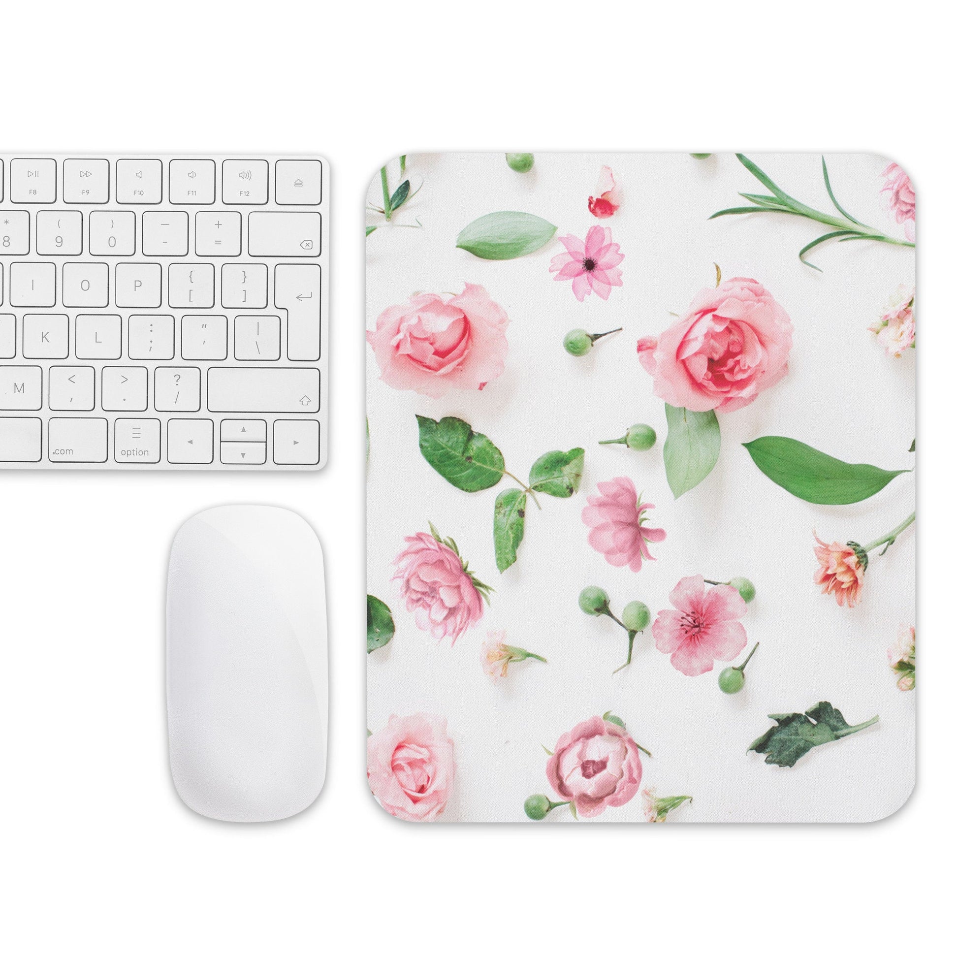 8.7&quot;x7.1&quot;x0.12&quot; Pink Floral Mouse Pad, Desk Accessory, Roses Square Mouse Pad, Mouse Mat, Cute Mouse Pad, Office Accessory, Desk Decorations