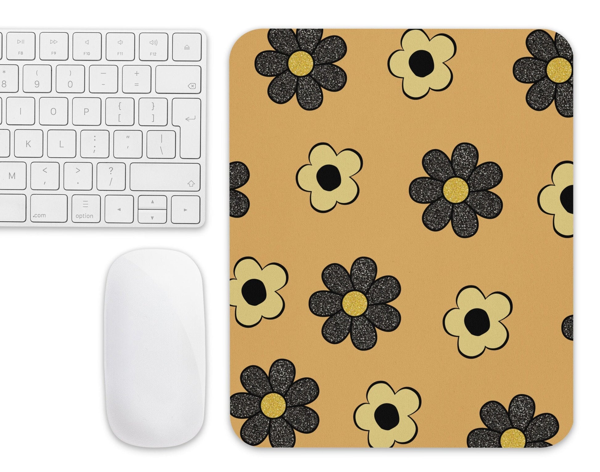 Brown Floral Mouse Pad, Desk Accessories, Mouse Mat, Square Mouse Pad, Cute Mouse Pad, Office Mouse Pad, Desk Decorations