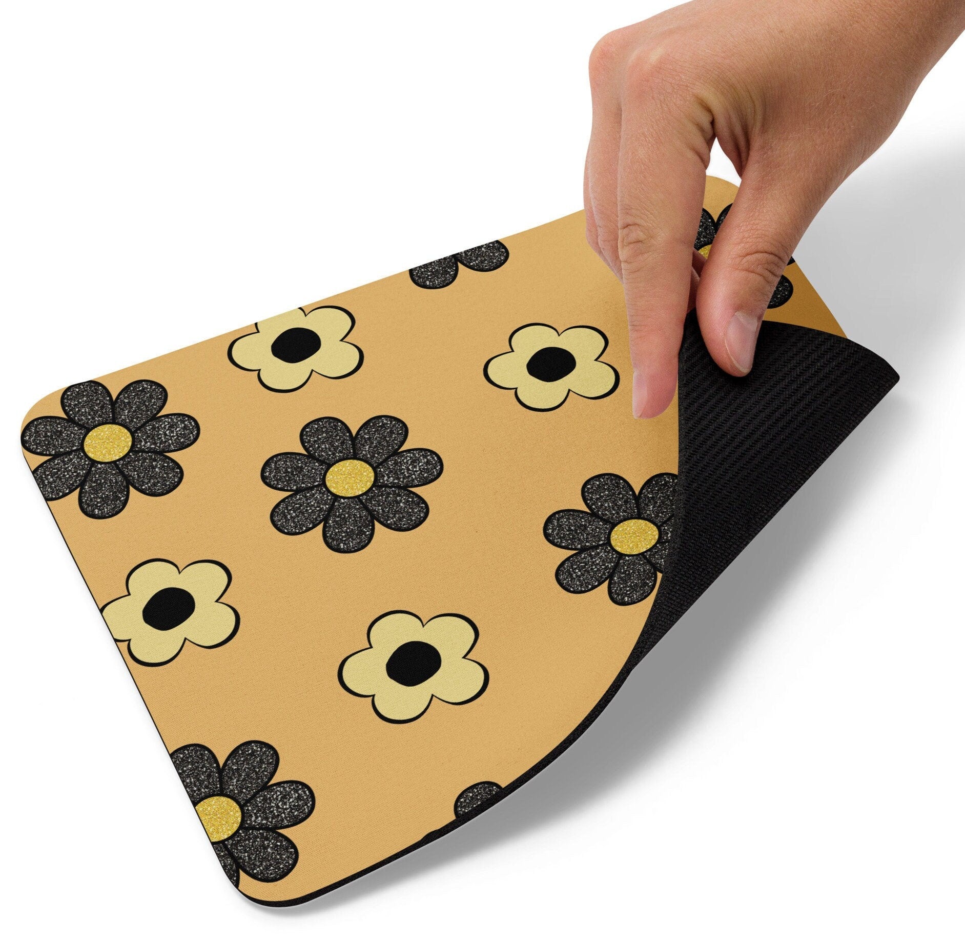 Brown Floral Mouse Pad, Desk Accessories, Mouse Mat, Square Mouse Pad, Cute Mouse Pad, Office Mouse Pad, Desk Decorations