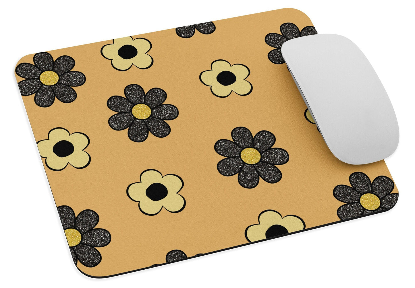 Brown Floral Mouse Pad, Desk Accessories, Mouse Mat, Square Mouse Pad, Cute Mouse Pad, Office Mouse Pad, Desk Decorations