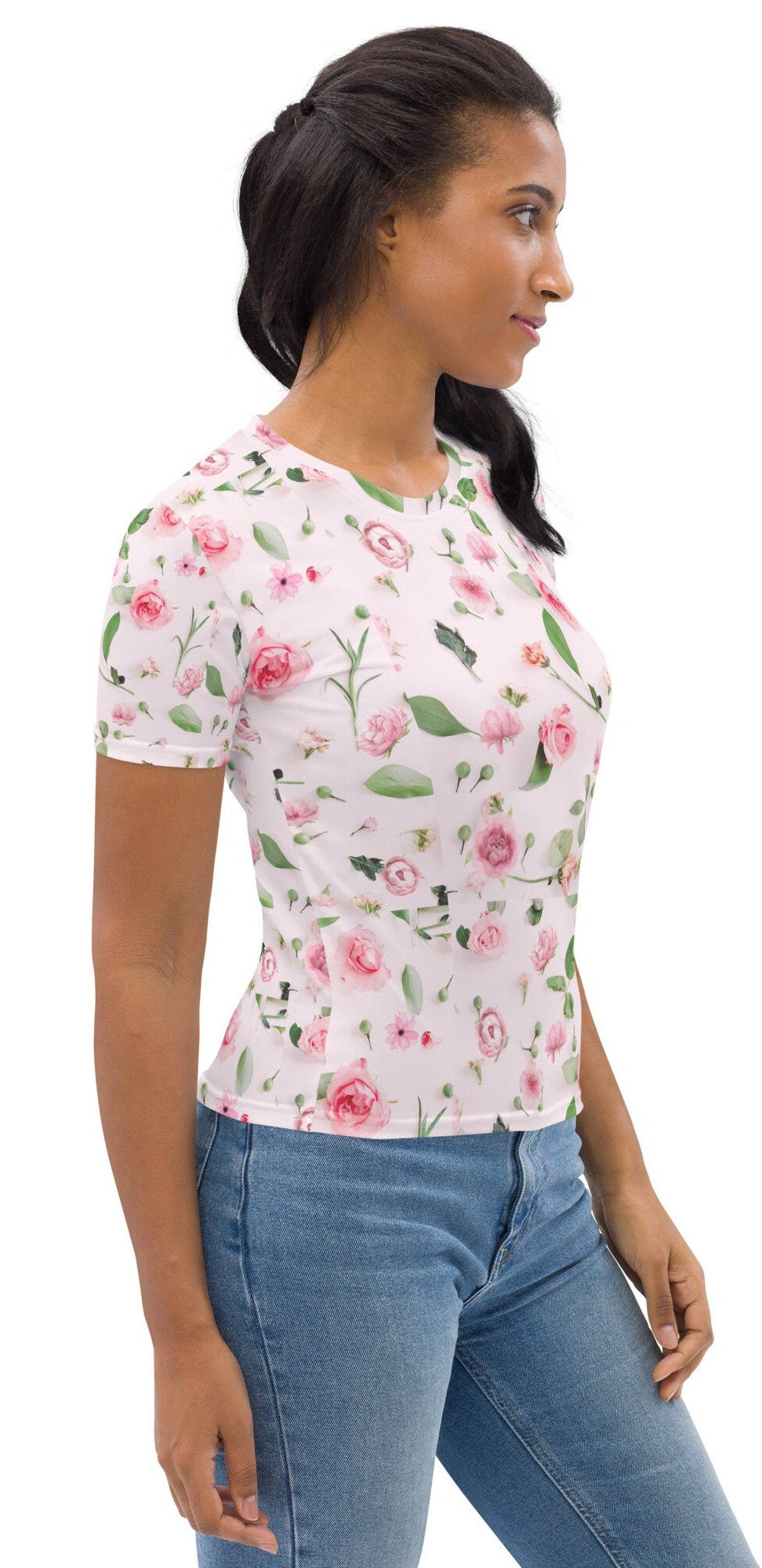 Pink Floral Women's T-shirt, Pink Roses Shirt, Nature lover Shirt, Gift for Her