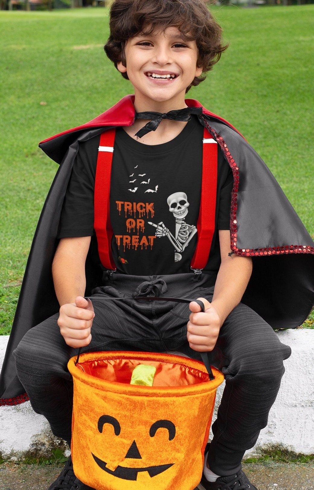 Youth Jersey Trick or Treat Tee, Halloween Tee, autumn Shirt, Fall Kids shirt