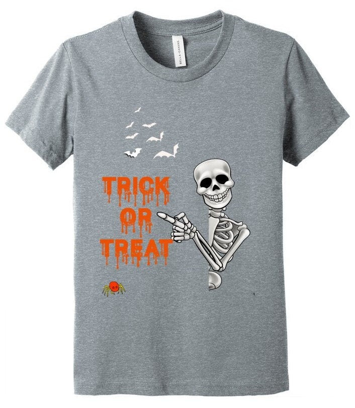 Youth Jersey Trick or Treat Tee, Halloween Tee, autumn Shirt, Fall Kids shirt