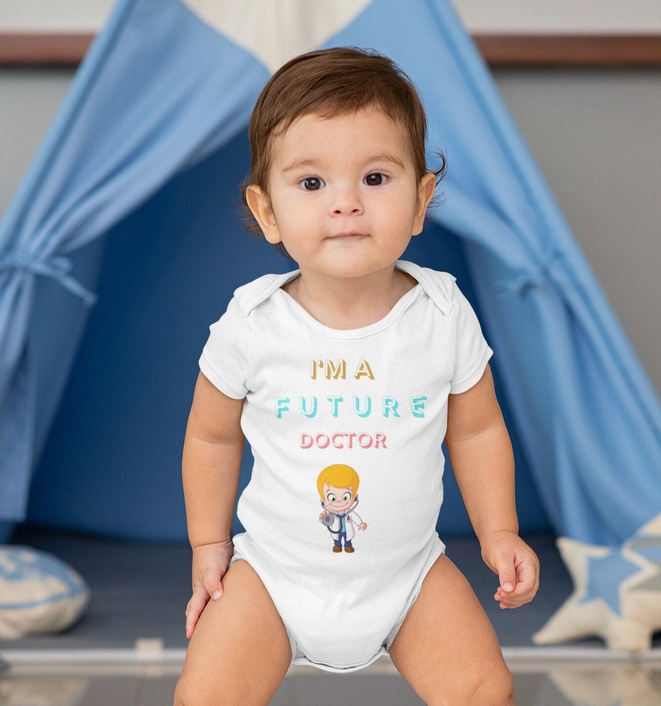 Gerber Baby Short Sleeve I am a future doctor Onesie, Baby onesie gift, 100% Cotton Baby onesies