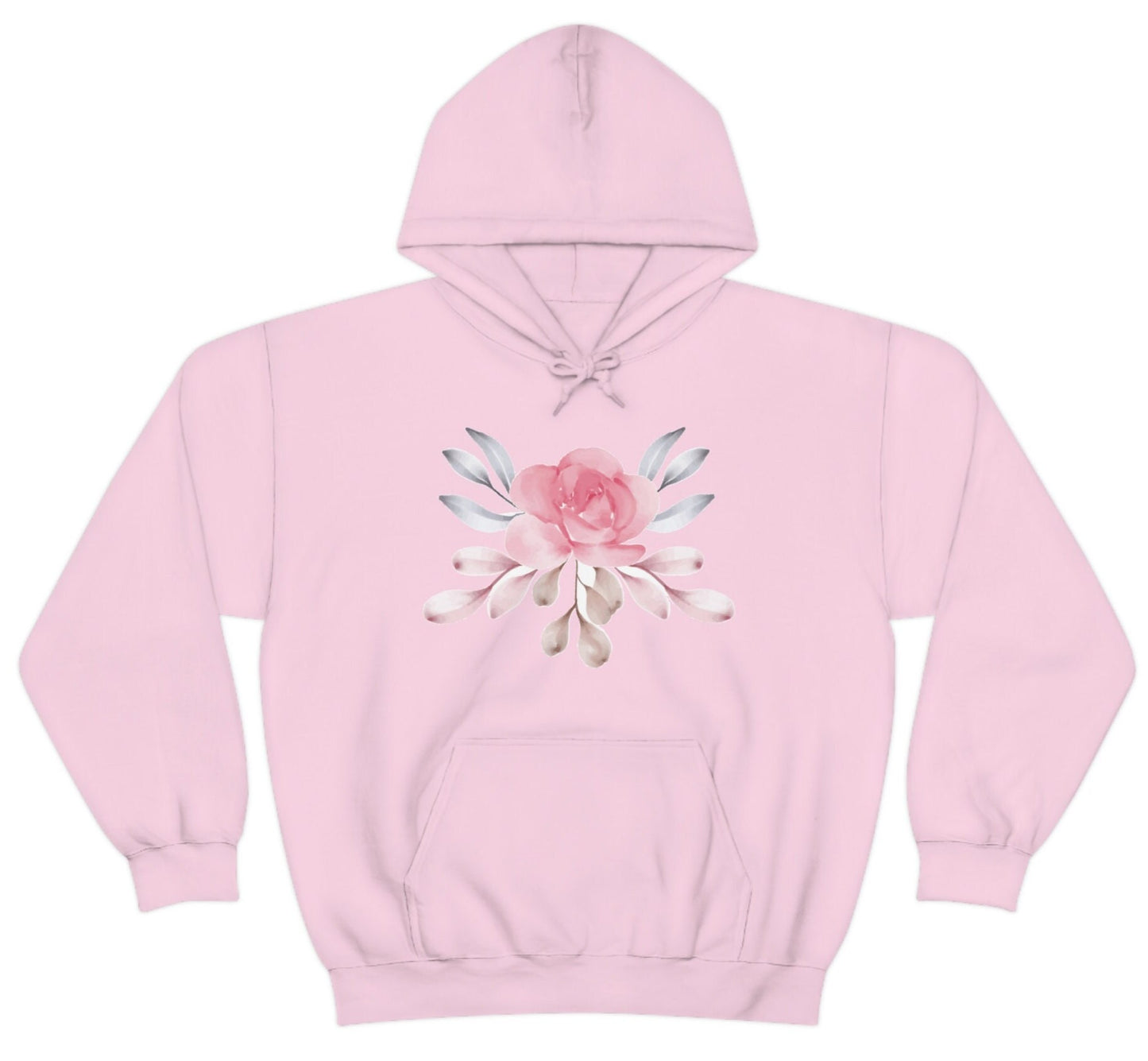 Pink Floral Hooded Sweatshirt, Pink Flower Unisex Heavy Blend Hooded Sweatshirt