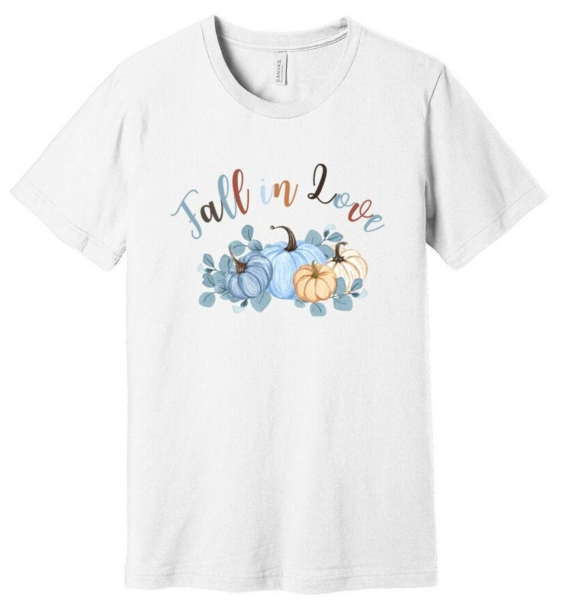 Fall in Love Thanksgiving Shirt, Pumpkin T-Shirt, Fall Graphic Tee, Thanksgiving Top, Halloween Shirt, Oversized Fall Vibes Shirt